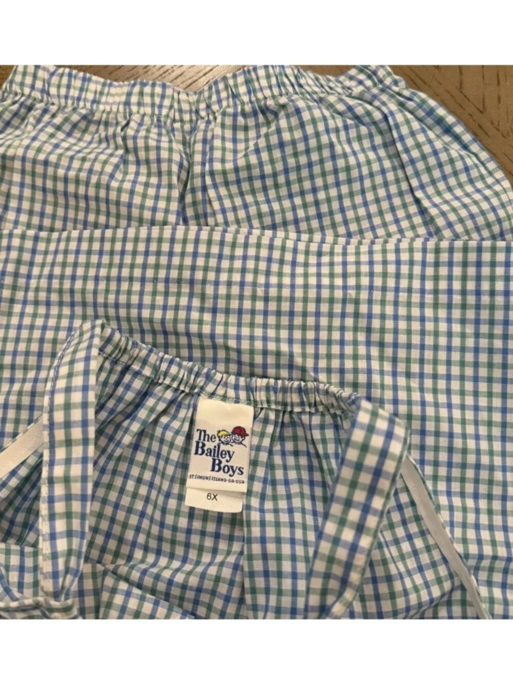 The Bailey Boys Golf Pillowcase Short Set Blue Green Gingham 6X Preppy NWT